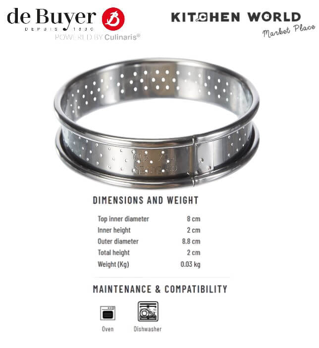 พิมพ์อบทาร์ตเจาะรูขอบม้วนสแตตนเลส DE BUYER BW1089-8 ขนาด 8 ซม._3